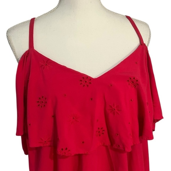 Hot Pink Off-the-Shoulder Ruffle Top with adjustable straps size 1 (14-16) EUC - Picture 2 of 10